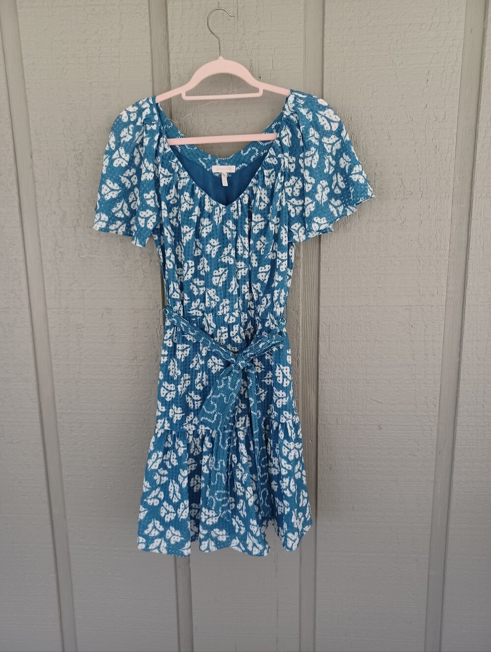 Rebecca Taylor Perla Petal Mini Dress Size M Tie Waist Cotton Blend Feminine